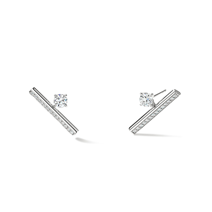 Barre Floating Single Diamond Pave Climber Earrings