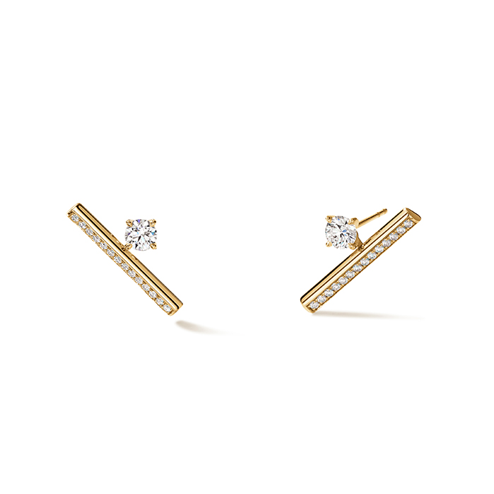 Barre Floating Single Diamond Pave Climber Earrings